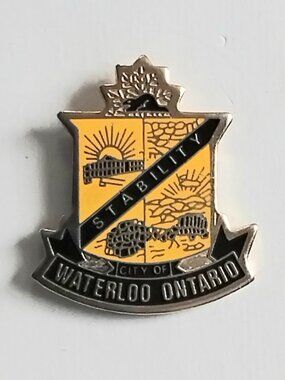 4/$20 Vintage Waterloo Ontario-Stability Brass/Enamel Collector's Pin!!